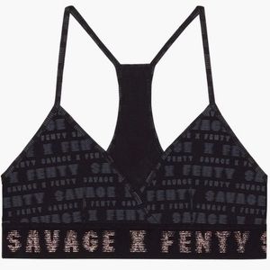 🆕SAVAGE X FENTY Black/White/Gold Bralette - Size: S